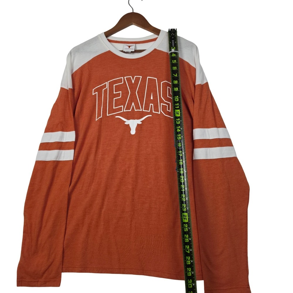 Texas Longhorns Shirt Men L Burnt Orange Thermal Knit Varsity Stripe Long Sleeve - Picture 8 of 9